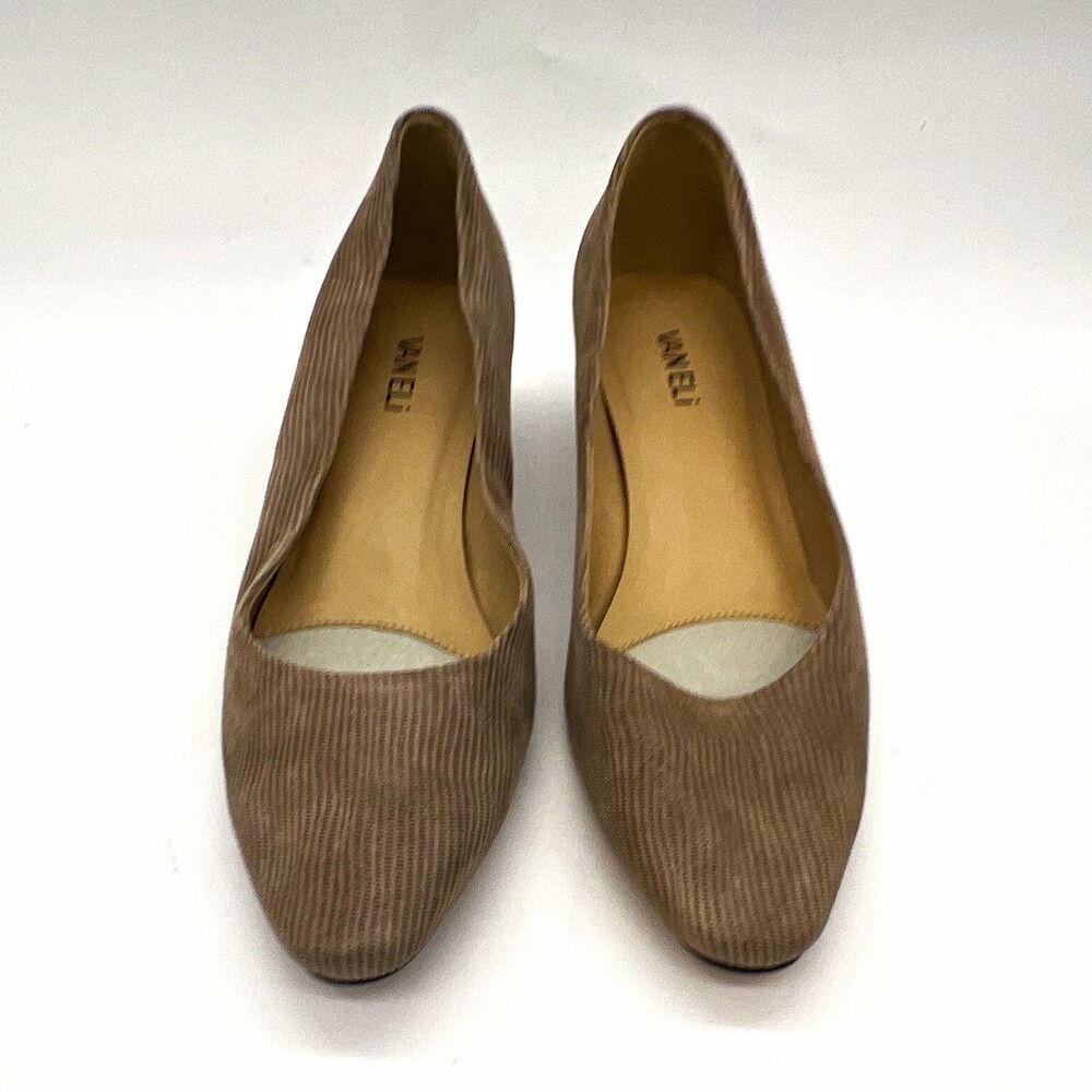Vaneli Beige Leather Pump Pointed Toe Slip-On Womens 10W